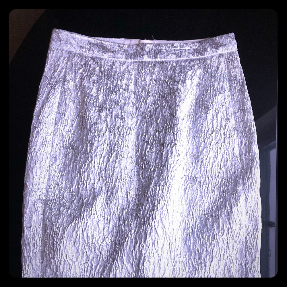 LK Bennett, Size 2 Silver Textured Pencil Skirt